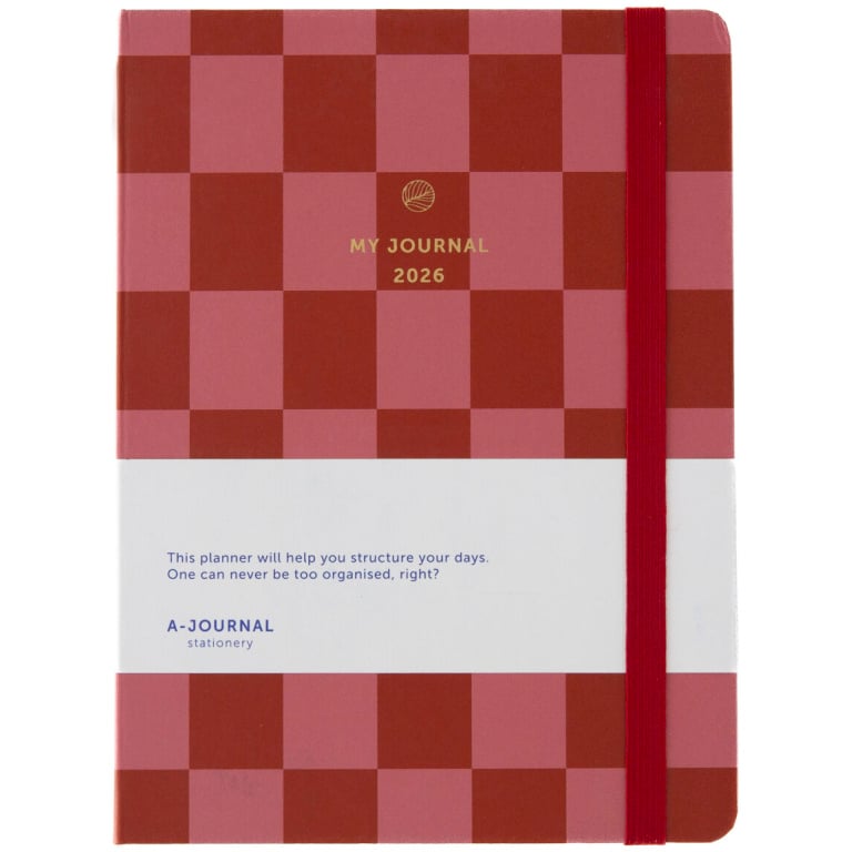 My Journal 2026 – Checkered Red Pink