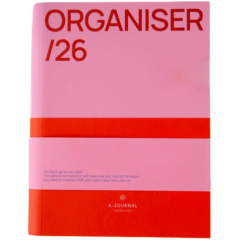 A-Journal Spiral Organiser 2026 – Pink Red