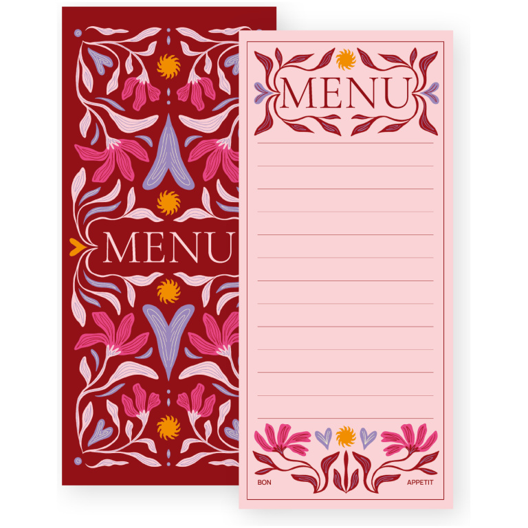 Fabrique Menukaarten Flower – Invulbaar – 8 Stuks