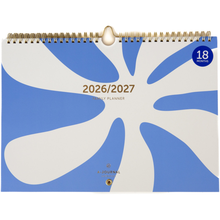 A-Journal 18 Maanden Familieplanner 2026-2027 Bloem Blauw