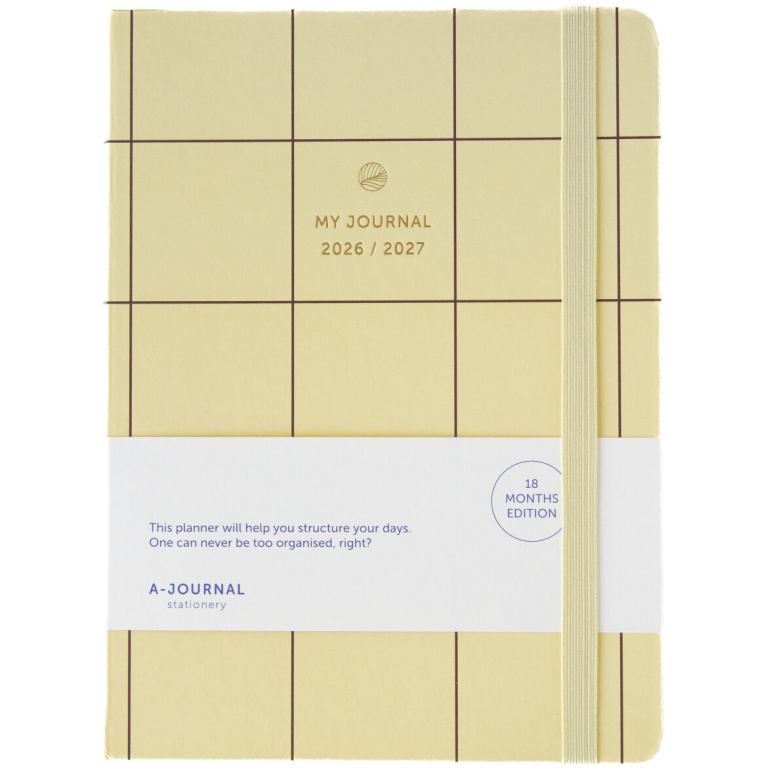 My Journal 18 Maanden Agenda 2026-2027 Checkered Vanille Geel