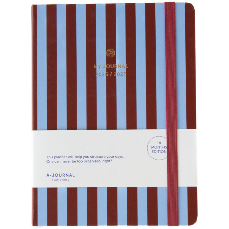 My Journal 18 Maanden Agenda 2026-2027 Strepen Blauw Bordeaux
