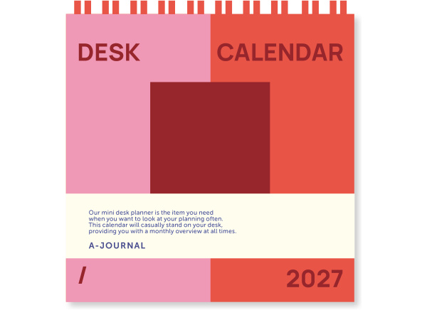 A-Journal Desk Calendar - Pink Red 2027