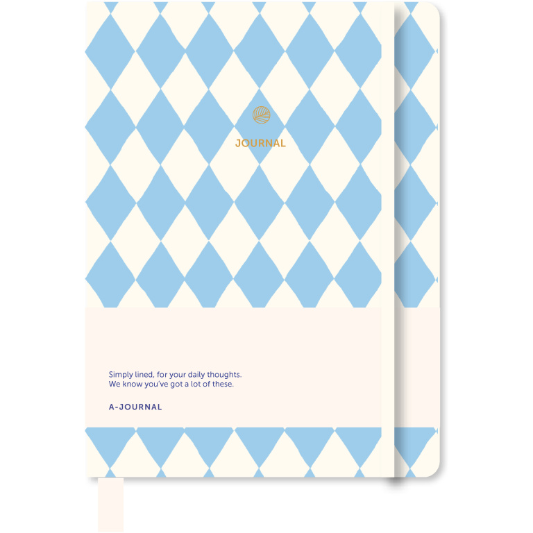 A-Journal Notebook Checkered Circus Blue White