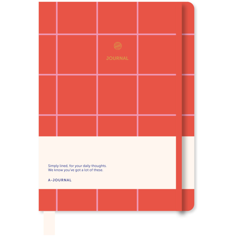 A-Journal Notebook Thin Checkered Pink Red